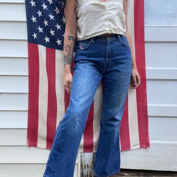 1970s TRUE VINTAGE RARE WILLIE NELSON BRAND HIGH WAISTED BOOT CUT FLARE JEANS - Picture 7 of 7
